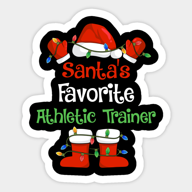 Santa's Favorite Athletic Trainer Funny Christmas Pajamas Sticker by cloverbozic2259lda